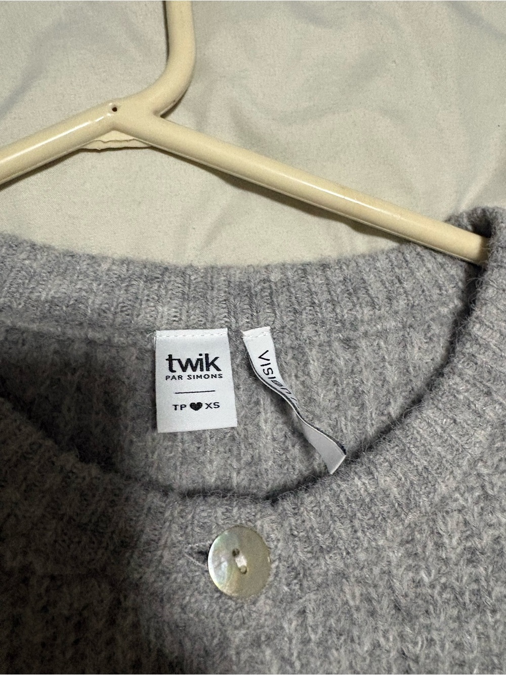 Simons Heather Gray Button-Front Ribbed Knit Cardigan - Picture 2 of 3